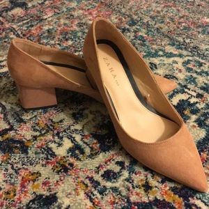 Zara blush block heels